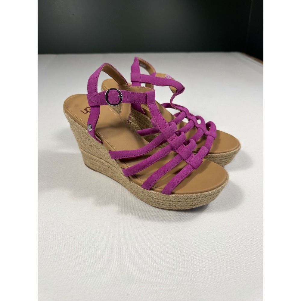UGG Cressida Pink Purple Strappy 3"Wedges Summer Vacation Casual Cute Size 7.5